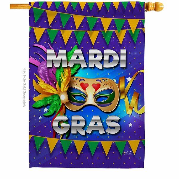 Patio Trasero Fat Tuesday Springtime Mardi Gras Double-Sided Garden Decorative House Flag, Multi Color PA3888976